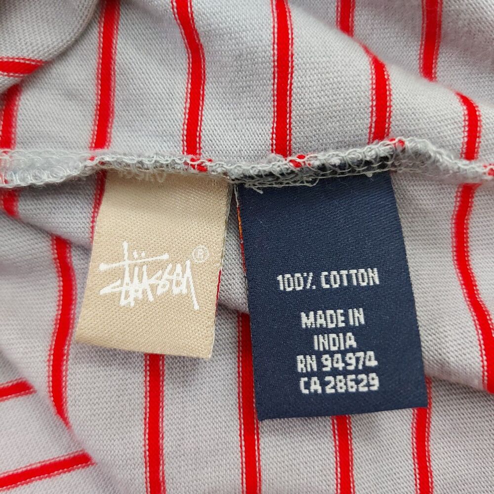 Stüssy Tank Top Mens Small Gray Red Stripes 100% Cotton Lightweight Soft Fabric - Picture 9 of 11